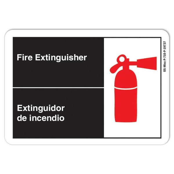 ANSI Sign, Fire Extinguisher, Bilingual, 14in X 10in Aluminum, 10" W, 14" L, Landscape